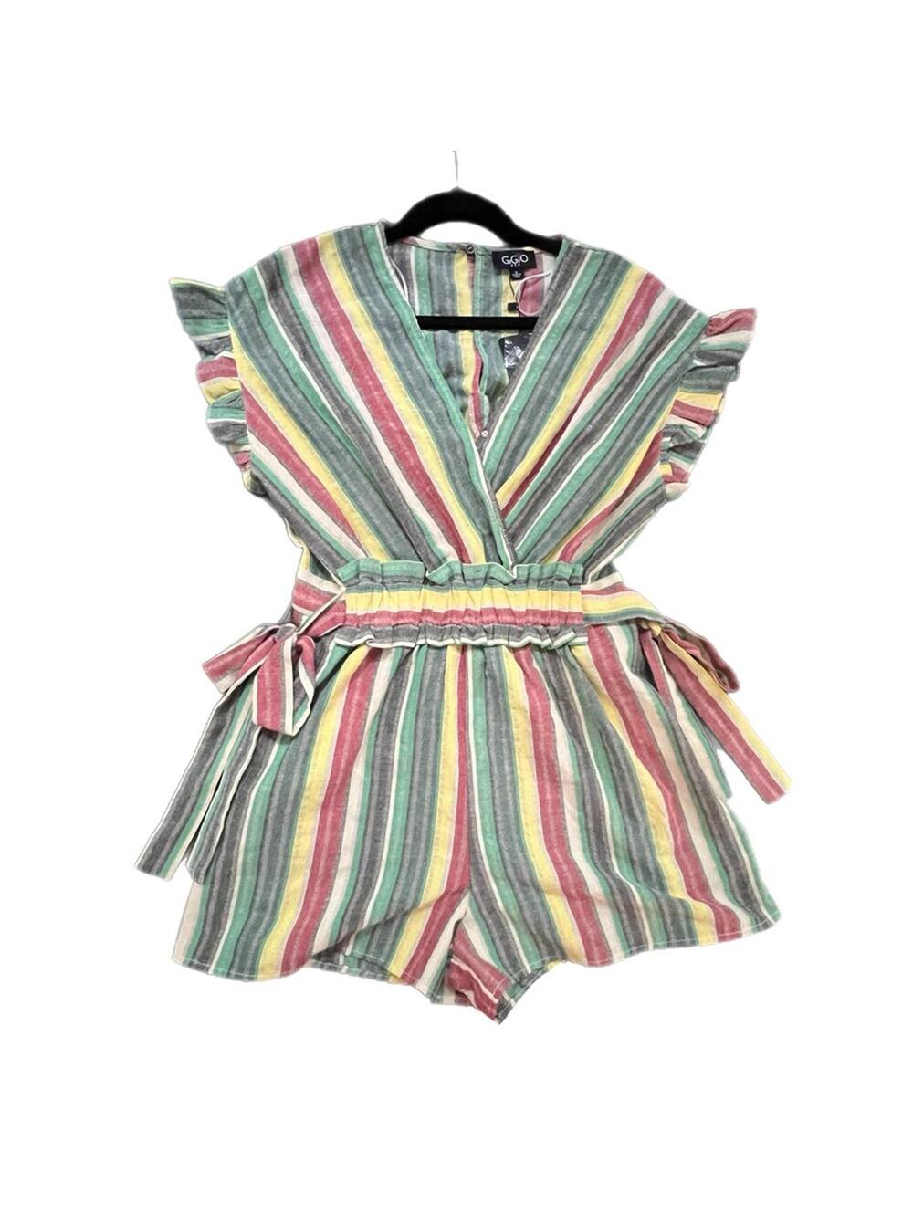 GiGiO Navy & Yellow Romper with Wrap-Style Top - S